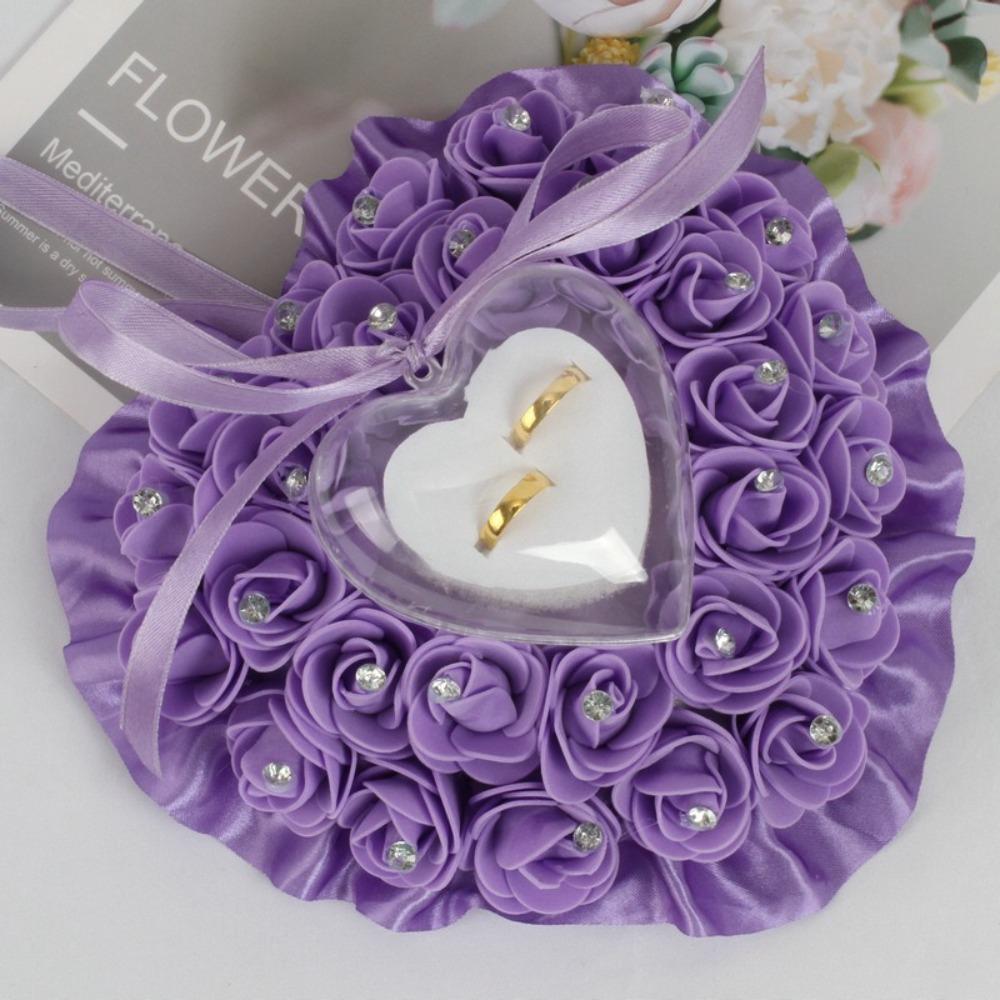 Romantic Wedding Ring Pillow Transparent Box Ring Holder Exquisite Heart Ring Pillow For Wedding