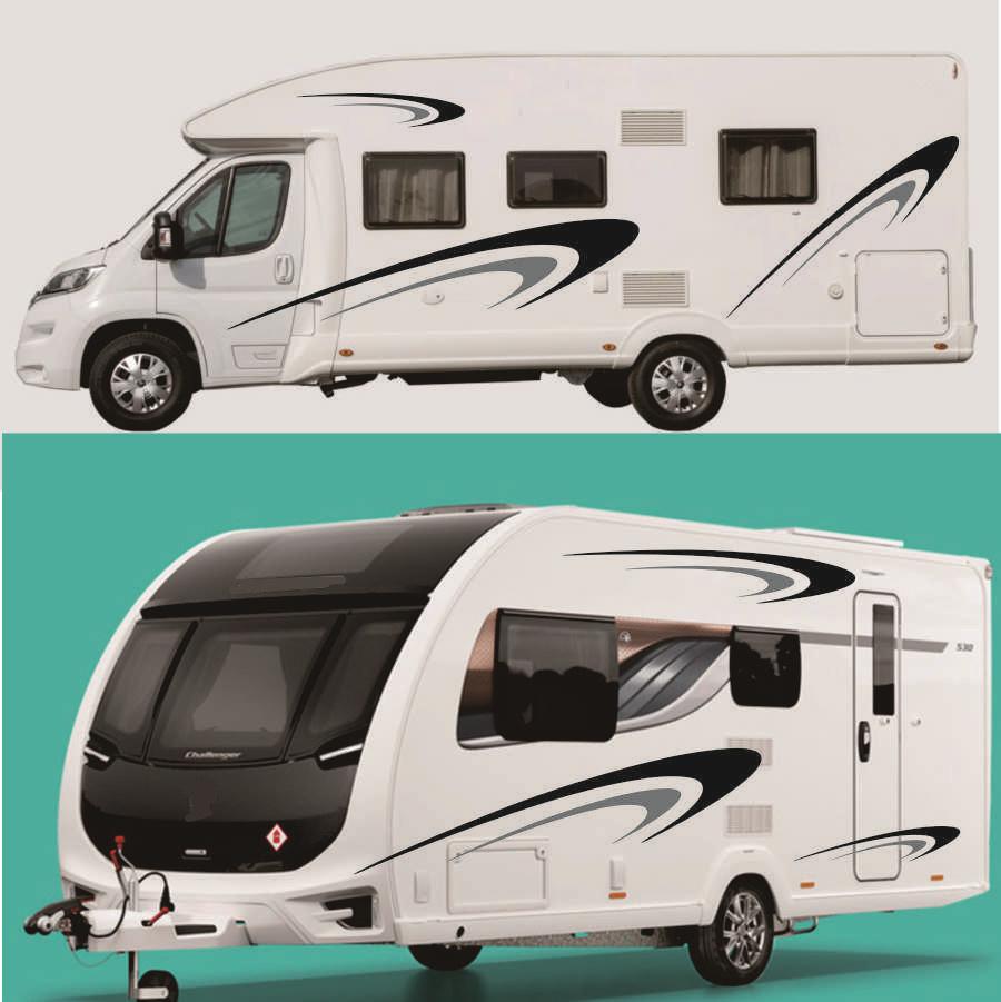 6 Pcs Car Camper RV Trailer Vinyl Stripes Graphics Decals Decoration Stickers