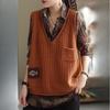 Women's Korean-Style Loose Outer-Wear Versatile V-Neck Pullover Thin Hollow-Out Sleeveless Knitted Sweater Vest Cardigan Trendy