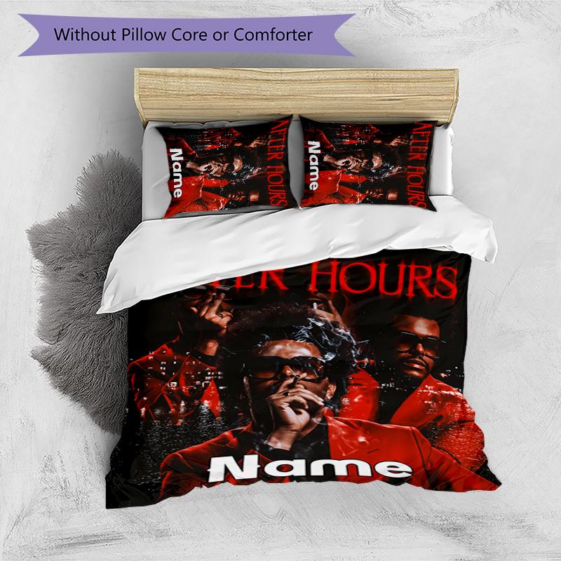 3pcs Custom Name The Weeknd Bedding Set Duvet Cover Closure Includes 1 Duvet Cover & 2 Pillowcases for All Seasons Bedroom Decor