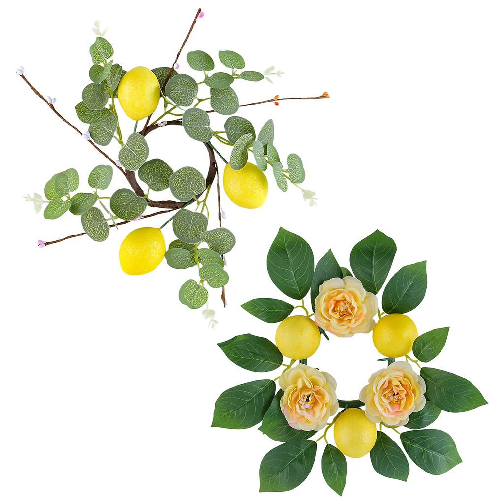 Fabric And Plastic Flower Candle Circle Wreath For Special Occasion Table Decor