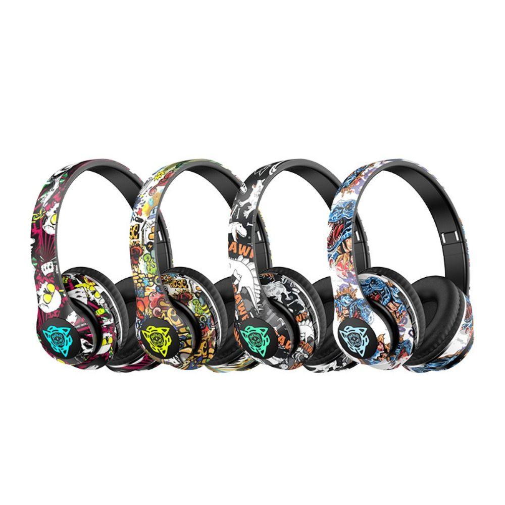 Новые Bluetooth-наушники с граффити, Hi-Fi звук, басы, складные, беспроводные, со встроенным микрофоном, наушники