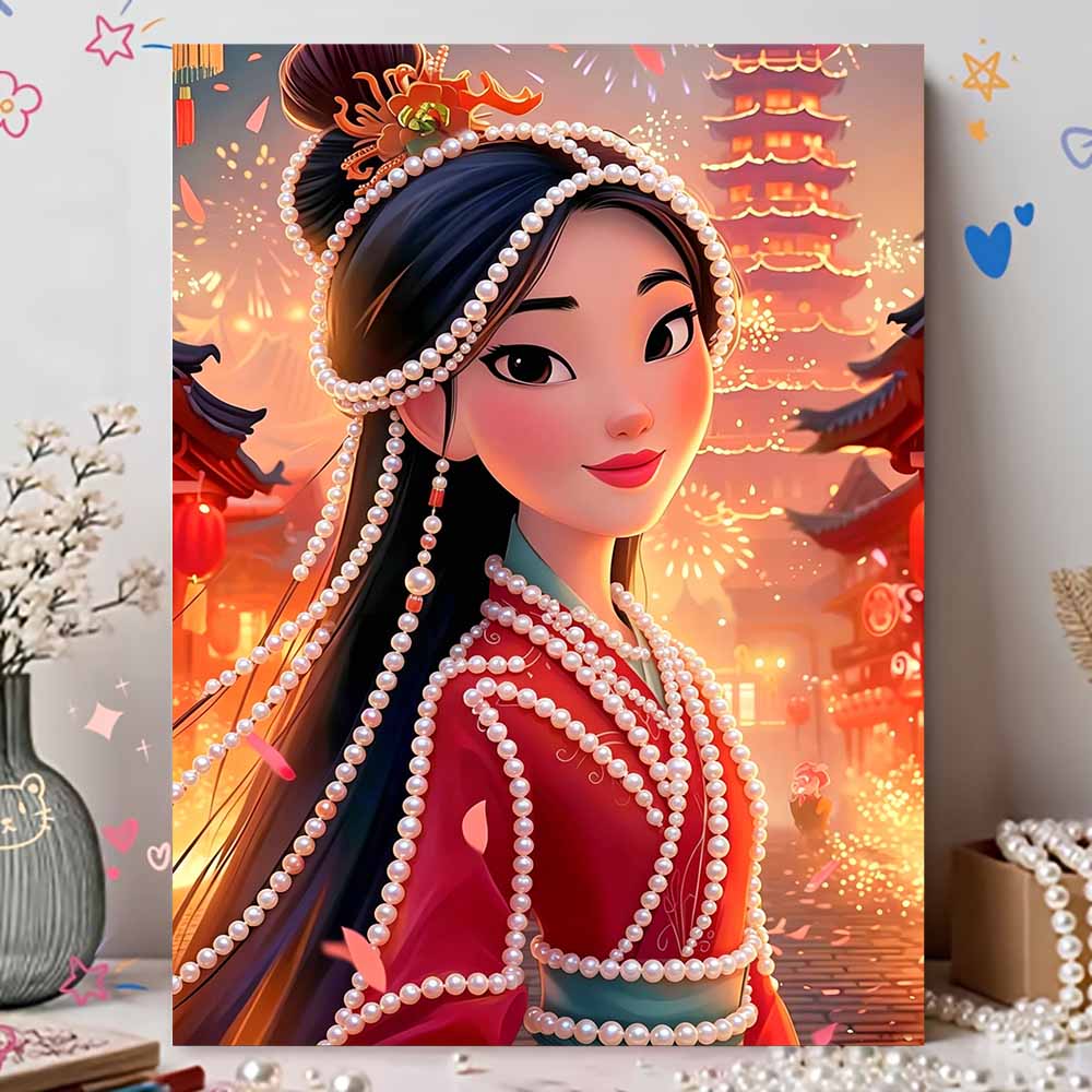 Disney Жемчужная Живопись Жемчужная Эстетика Мулан для Начинающих и Взрослых, Набор для Алмазной Живописи Жемчугом DIY для Декора Стен Дома Подарки
