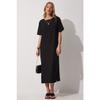 Women's Black Loose Long Daily Summer Knitted Dress Dz00076