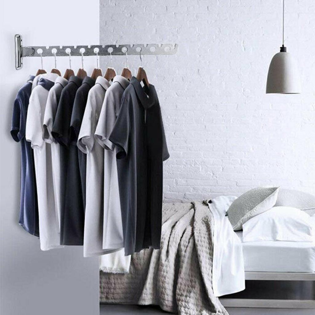 8/10 Holes Stainless Steel Clothes Hooks Wall Mounted Drying Rack Home Folding Clothes Organizer Space Saver for Closet Storages