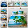 Lightweight 3D Hawaiian Style Bedding Set, Coastline Down Duvet Cover, Summer Cool Printed Bed Cover, Deluxe Single/double Bed Quilt Cover