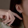 Full Diamond Round Stud Earrings Women's Simple Niche Design Sense Temperament Flash Diamond Round Geometric Earrings
