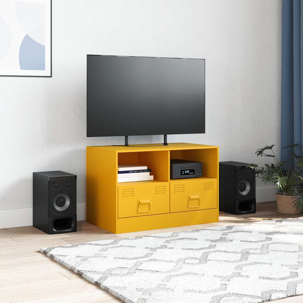 TV Stand Mustard Yellow 67 x 39 x 44 cm Steel