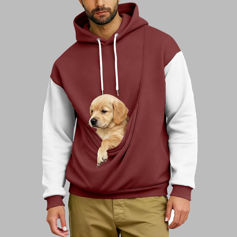 Hooded Sweatshirts For Men Unisex Cat And Dog Bag Hooded Sweatshirt Pocket Pet Bag Holder Pullover Hoodies Men Apparel