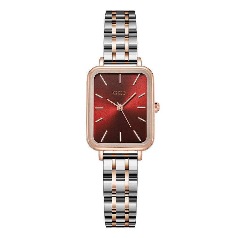 Gedi Fashion Womens Rectangular Alloy Dress Watch With Mineral Glass And Water Resistance