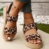 Fashion Women Shoes Summer Leopard Open Toe Sandals for Women Fashion Back Strap Med Heel Sandal Woman Sneaker 2025Platform Wedge Sandal