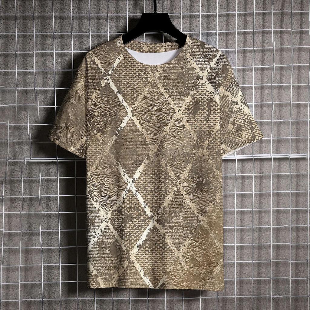 Летняя мужская футболка с коротким рукавом в винтажном полосатом 3D-принте, повседневная уличная одежда с круглым вырезом, топы больших размеров, футболки, размер XXS-6XL