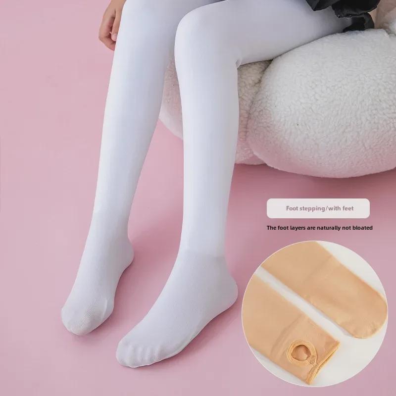 Леггинсы телесного цвета для девочек: Утолщенные колготки телесного цвета на бархатной подкладке, весна/осень.