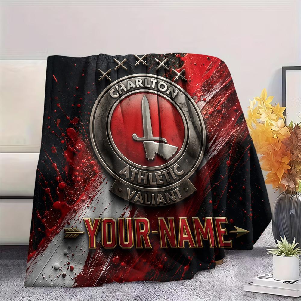 Custom Name Charlton Athletic Flannel Blanket, High quality Comfortable for All Seasons, Home Decor, Warmth and Comfort