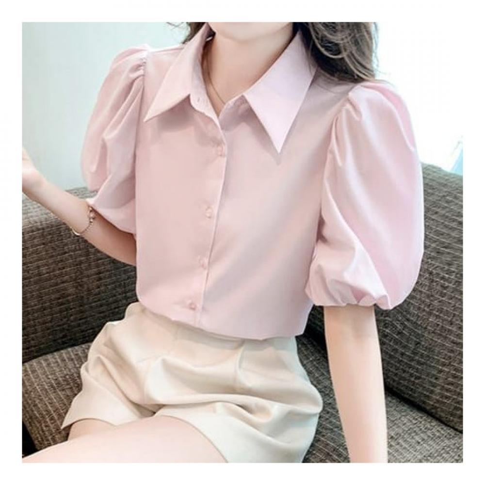 Navava Men Lovely Puff Short Sleeve Collar Shirt Nb2271