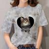 Summer T-Shirt Women 3D Printing Cute Cat Fashion Tee 2022 New Harajuku Animal T Shirt Short Sleeve Oversized Clothing Camiseta