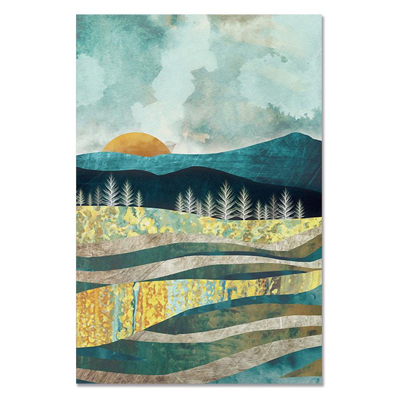 Настенные художественные фотографии с изображением восхода и заката в скандинавском стиле, холст с изображением оленя, горный пейзаж, постер и принт для интерьера, домашнего декора