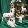 Ecru Velvet Reindeer Pendant with Gold Antlers