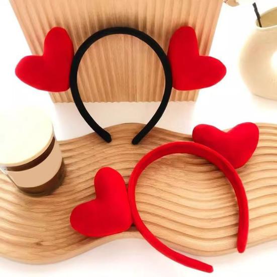Повязка на голову с красным сердечком, легкий эластичный обруч для волос, повязка на голову на День святого Валентина, женский универсальный аксессуар для волос
