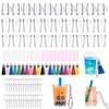 100Pcs Mini Milky Tea Key Chain Accessories Bubble Tea Cream Casting Kit Mini Cup Pendant with Key Ring Tassels Bubbles Straws