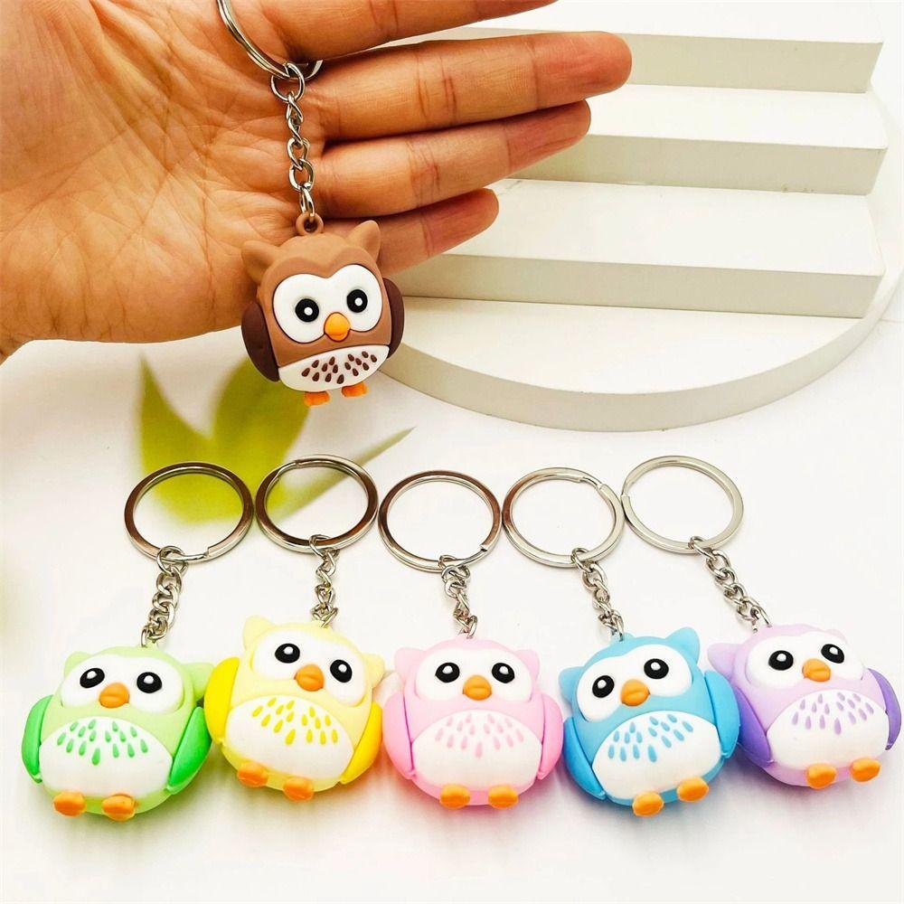 Cartoon Cute Student Gift Bag Charms Party PVC Car Keychain Owl Pendant Animal Keyring Owl Keychain