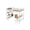 Lit mezzanine - MUVOE - 90x200 cm - Métal blanc - Bureau intégré - 3 étagères