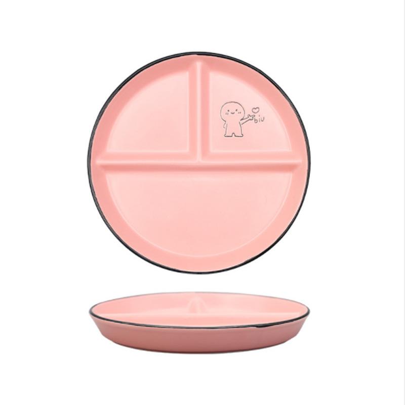 Детская тарелка с раздельными дисками для еды, керамическая тарелка для студентов, для снижения веса, трехсекционная, для домашнего десерта