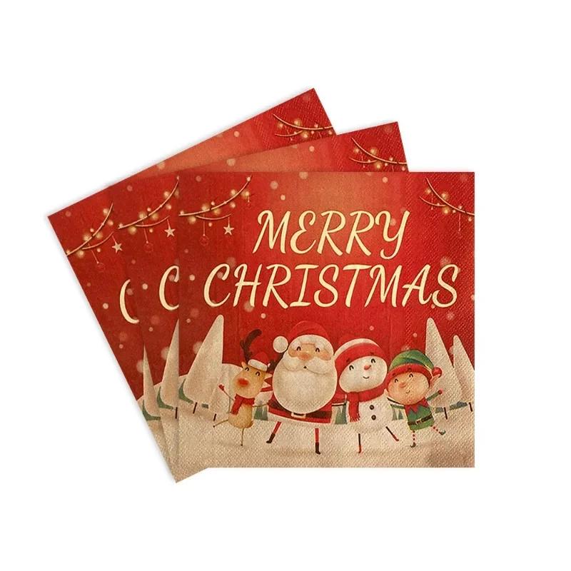 20 шт./упак. 33*33 см 2-слойные одноразовые салфетки для вечеринок с рождественским узором