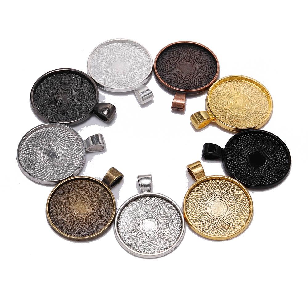 10pcs/lot 25 mm Cabochon Base Tray Bezels Blank Gold Necklace Pendant Setting Cabochon Base For Jewelry Making Supplies