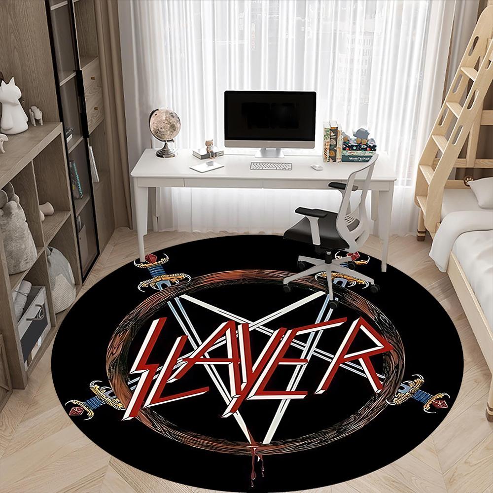 1PC Slayer Music Office Round Area Rug, Indoor Mat Suitable For Office, Under Office Chairs Bedroom Living Room Home Decor DT1212099