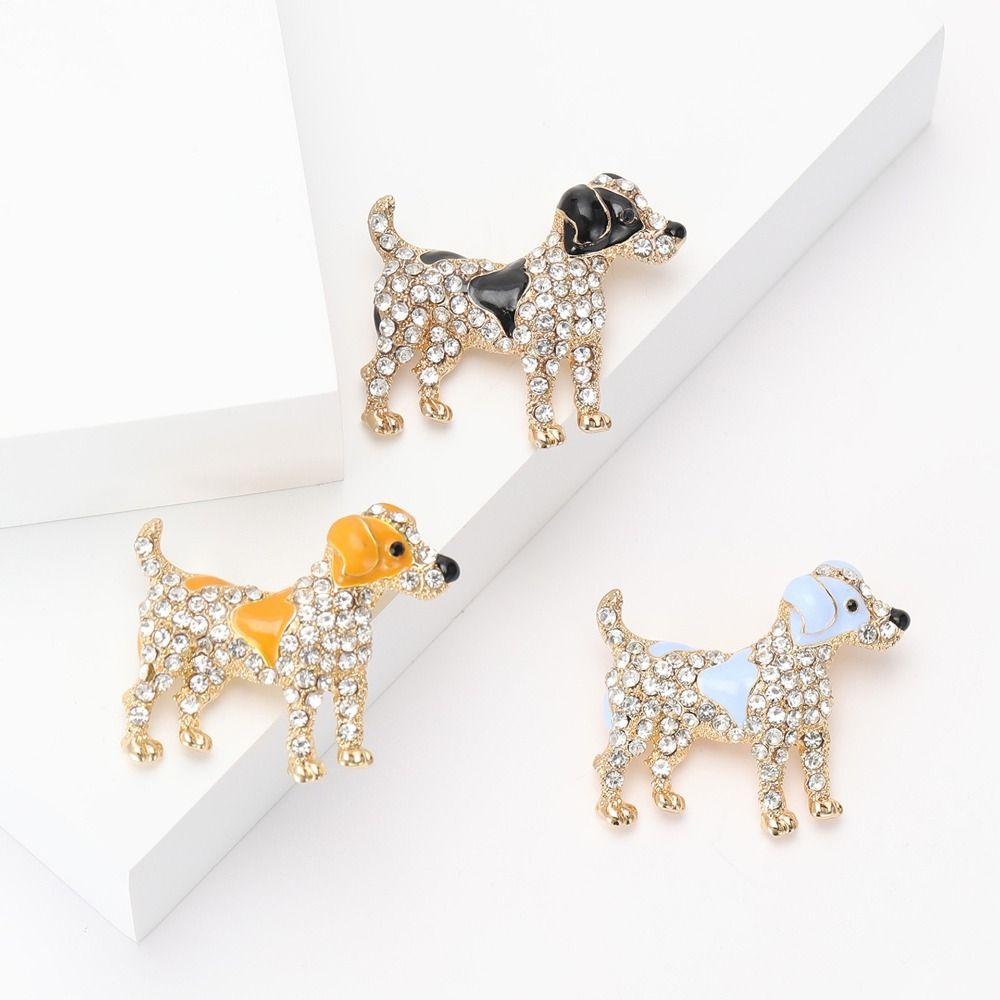 Sparkling Dog Brooch Novelty Lapel Pins Fashion Jewellery Pins Suit Coat Accessories
