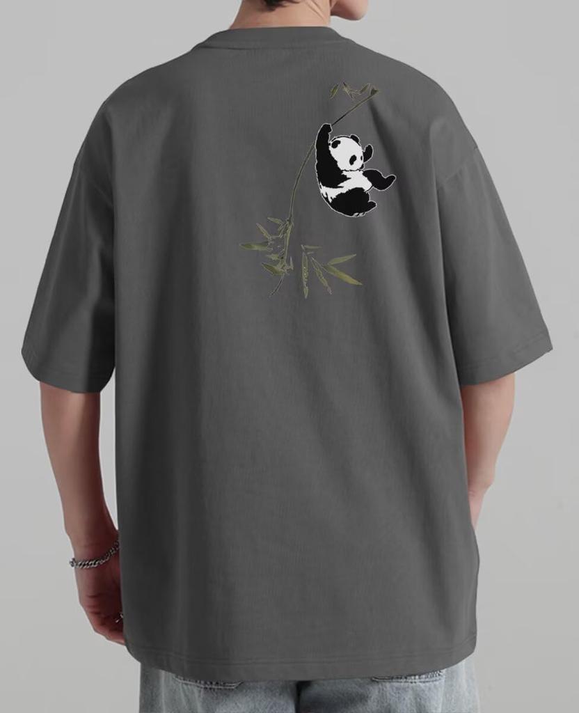 Bligo Летняя футболка с коротким рукавом, круглым вырезом, свободная, оверсайз и с милой пандой. Идеально подходит для или лета. Мужская футболка. Воротник, Посадка, Посадка. Стильный, Оверсайз,