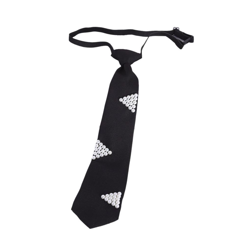 Imitation Pearl Women's Pre-tied Necktie Vintage Lazy Necktie Fashion Neckwear  Uniform Shirt