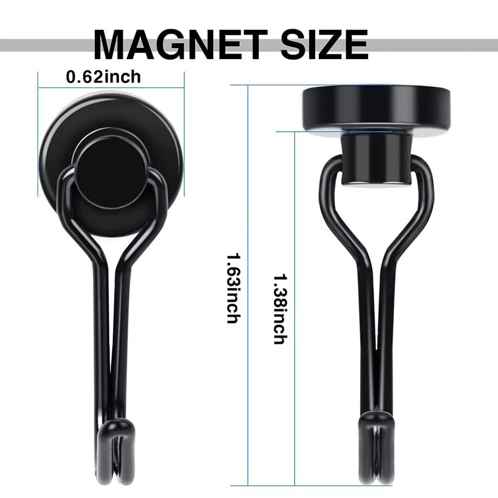 Magnetic Hooks Heavy Duty Magnetic Swivel Hooks Cruise Black Strong Neodymium Magnet Hook for Refrigerator, Grill, Locker