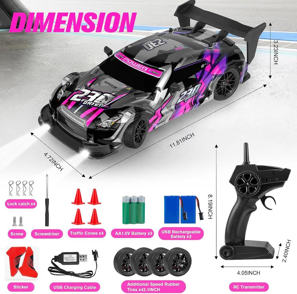 Радиоуправляемая машина для дрифта, 1:16 масштабных гоночных машинок Drifting RC Cars 2.4GHz 4WD RC, 40 км/ч, высокоскоростная машина для дрейфа с дистанционным управлением, гоночный спорт для мальчиков, девочек и детей