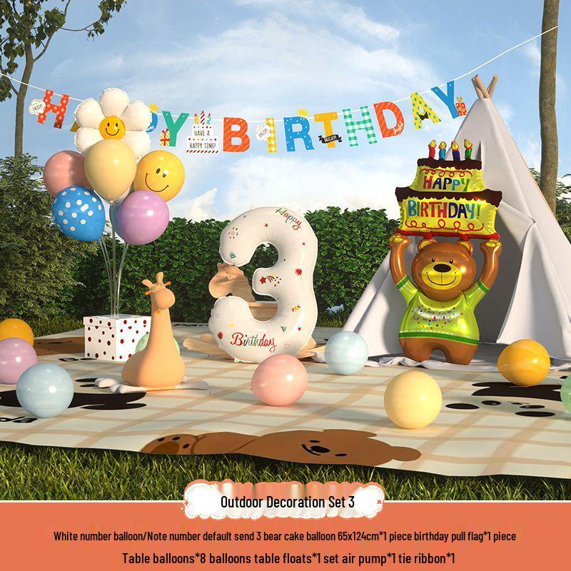Сяохуншу Первый день рождения Кемпинг Вечеринка Шары и Баннер для Детей