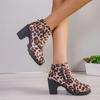 2024 Новые ботильоны женские туфли на высоком каблуке женские спортивные ботинки с леопардовым принтом на толстом каблуке с острым носком модные вестерн-ботинки