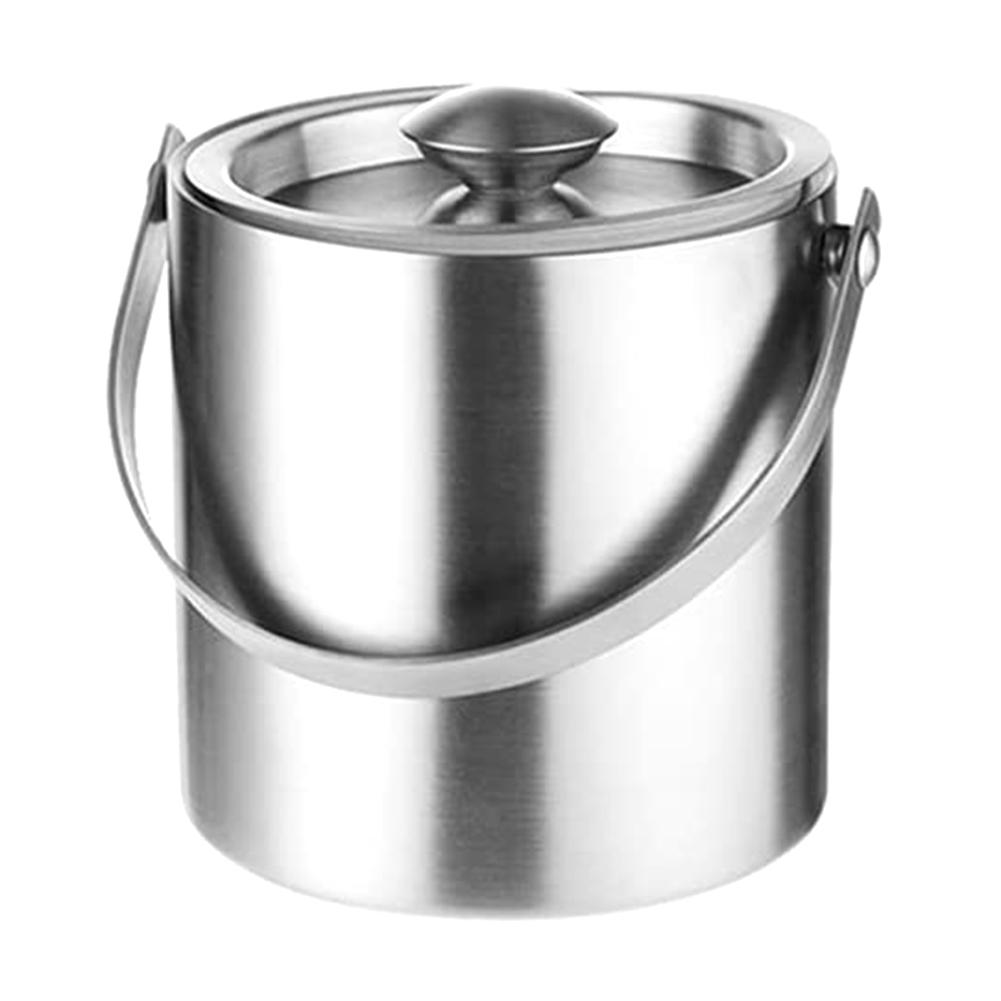 Ведро для льда из нержавеющей стали 304 объемом 2 л, портативное, с двойной стенкой, с изоляцией и крышкой, для вина, шампанского, виски, напитков, пива, инструментов