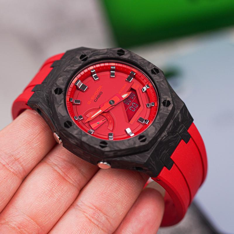 Casio Унисекс Жидкокристаллические, Аналоговые Двойной Дисплей Серия 44 мм Красные Часы GA-2100-4A(Часы1--)