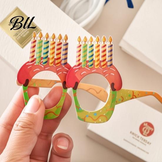 Funny Birthday Accessories for Group Photos 12PCS Party Paper Eyeglasses, Portable Vibrant Colorful Photo Booth Prop, Props Pictures Creative