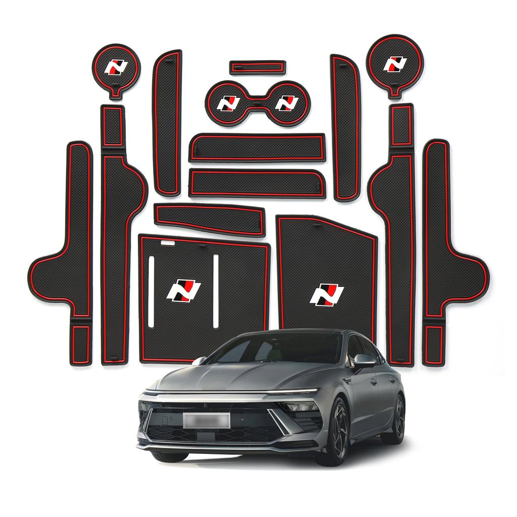 Anti-Slip Gate Slot Mat for Hyundai Sonata 2025 N-line Door Groove Pad Cup Holder Interior Accessories 15PCS/set