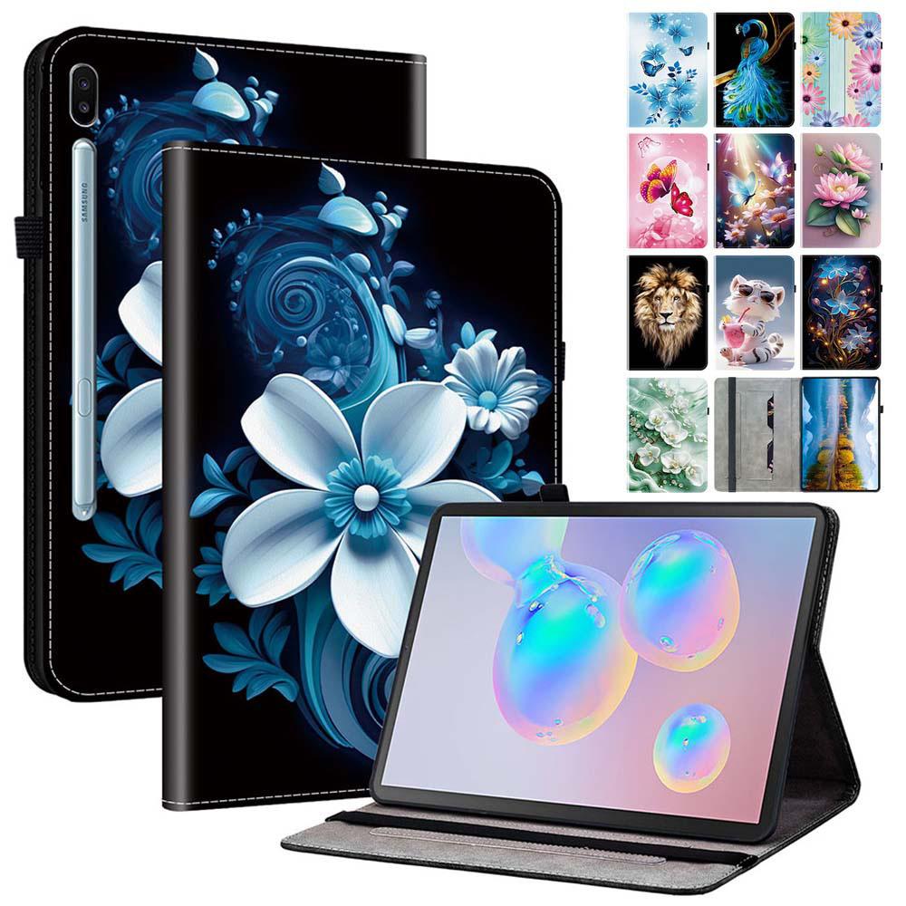 Чехол-книжка с цветным узором для Samsung Galaxy Tab S6 10,5 дюйма T860 T865 Кожаный чехол-подставка Кошелек Флип-чехол SM-T860 SM-T865