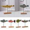 Decoration Handmade Crafts Fish Pattern Ornament Fishes Sculpture Table Decor Wooden Fish Statue