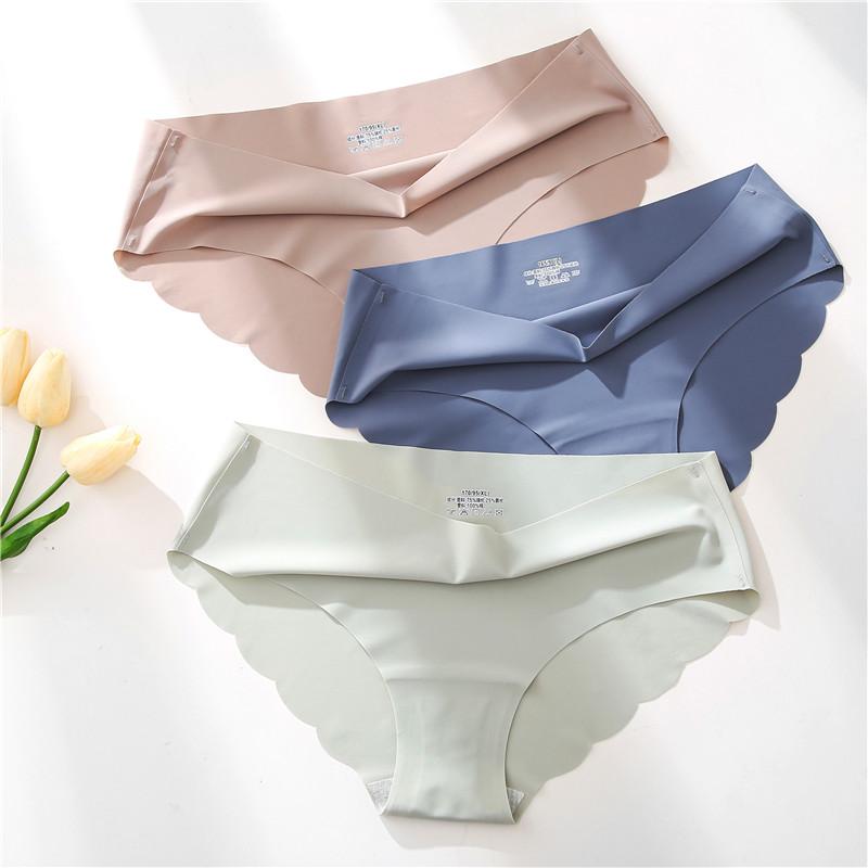 3PCS/Set Seamless Silk Women's Panties Briefs Women Underwear Female Underpants Comfortable Silk Panty Sexy Woman Lingerie M-XL