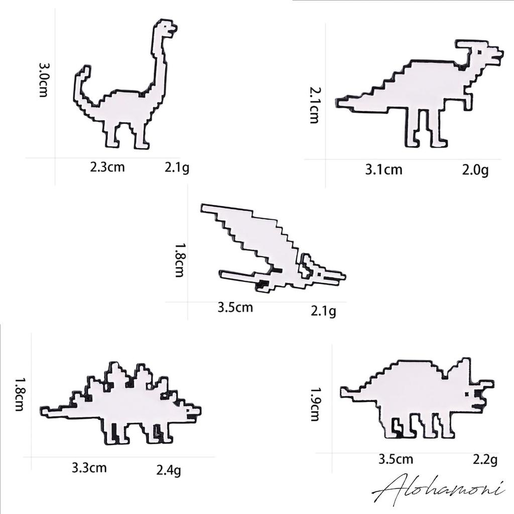 Pin Badge Pixel Art Enamel Jurassic [ALOHAMONI] Brooch, Dinosaur, Pin, (Triceratops)
