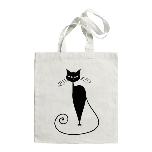 Женская сумка для покупок, милая черная забавная большая сумка с котом, складная сумка для покупок, дизайнерские сумки, сумка для покупок большой емкости с принтом