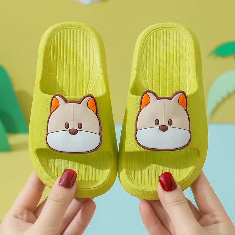 Детские летние домашние нескользящие тапочки для мужчин и девочек, домашние сандалии с мягкой подошвой с изображением собаки