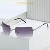 Retro Rimless Y2k Sunglasses For Women Rhinestone Butterfly Rectangle Sun Glasses Vintage Shades Travel Beach Eyewear
