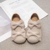 Туфли для девочек из корейского велюра, кожаные биркенштоки с двойным бантом, туфли принцессы, новинка осени 2025 года, детская обувь на мягкой подошве, нескользящая