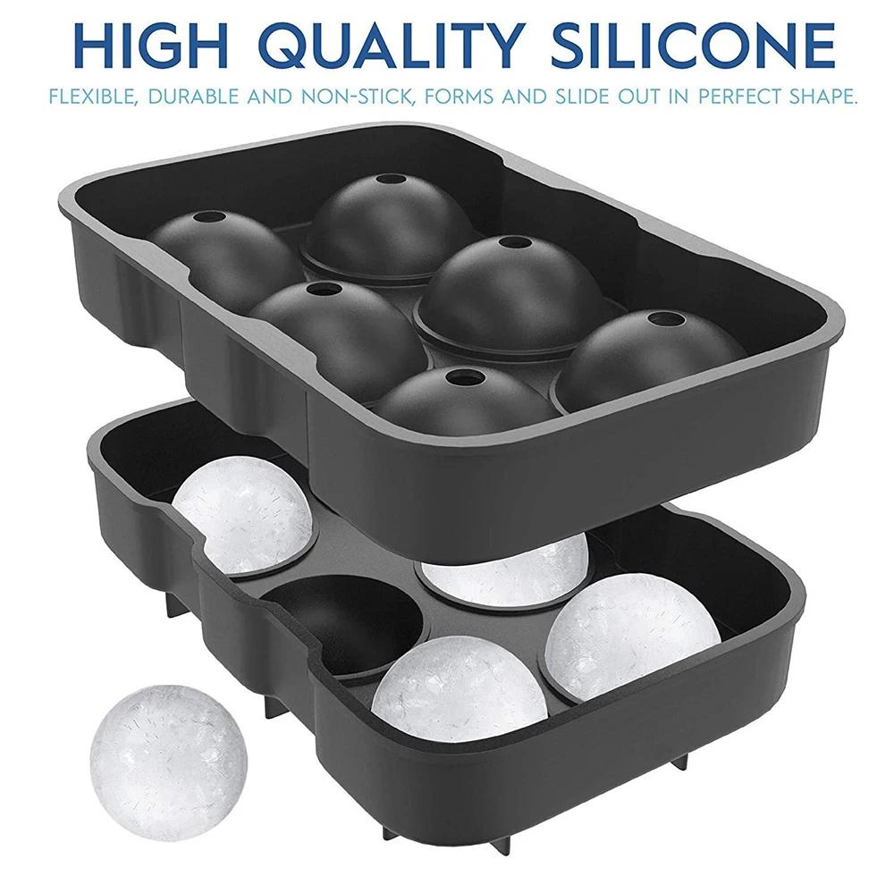 2/4/6 Spheres Ice Ball Maker Mold Food Grade Silicone Ice Cream Mold Easy Release Ice Cube Tray For Cocktails Whiskey Cold Drink